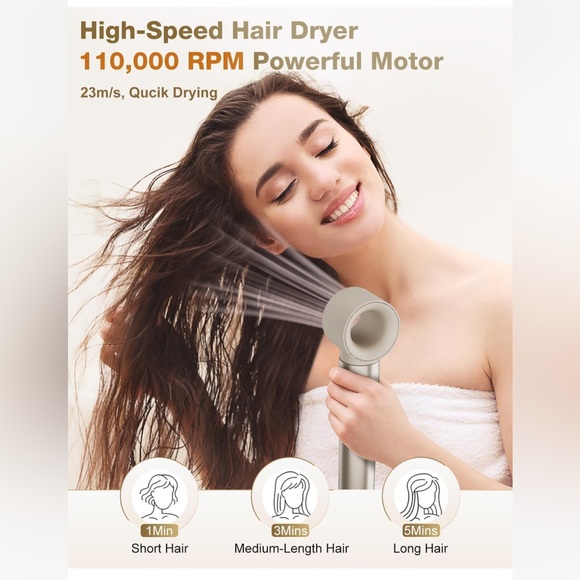 7 Magic Hair Dryer Brush & 6 in 1 Hair Styler,110,000 RPM High-Speed NIB NWT - Picture 3 of 16